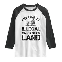 Native American Buffalo Graphic Raglan Shirt No One Is Illegal On Stolen Land