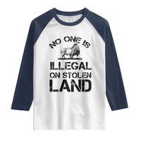 Native American Buffalo Graphic Raglan Shirt No One Is Illegal On Stolen Land