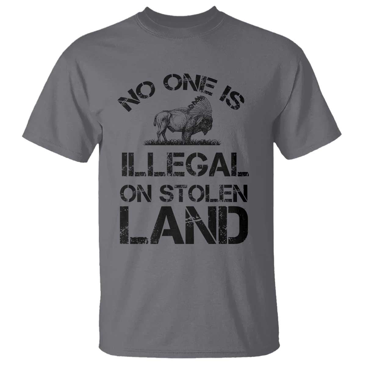 Native American Buffalo Graphic T Shirt No One Is Illegal On Stolen Land