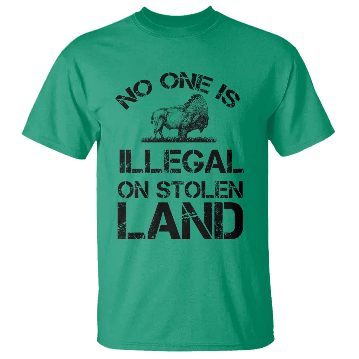 Native American Buffalo Graphic T Shirt No One Is Illegal On Stolen Land