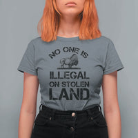 Native American Buffalo Graphic T Shirt For Women No One Is Illegal On Stolen Land