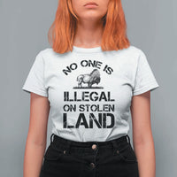 Native American Buffalo Graphic T Shirt For Women No One Is Illegal On Stolen Land