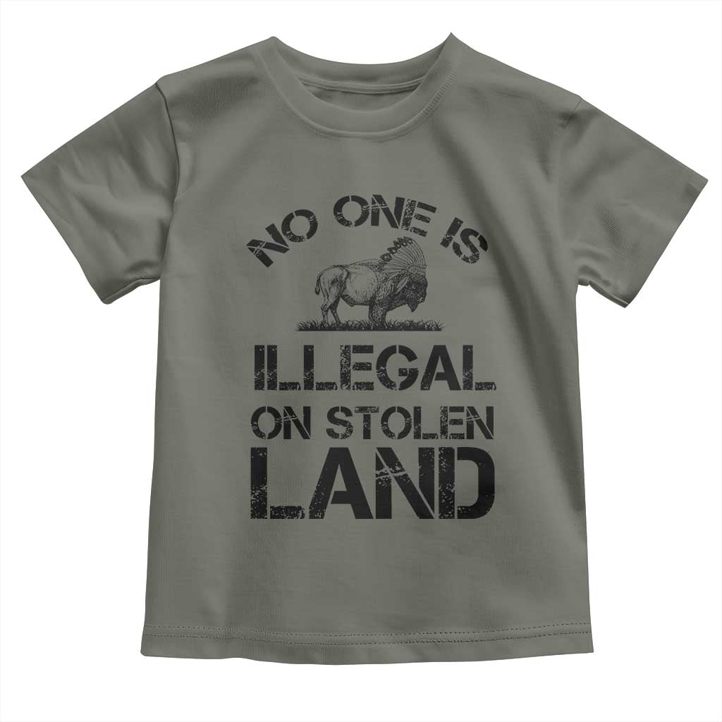 Native American Buffalo Graphic Toddler T Shirt No One Is Illegal On Stolen Land