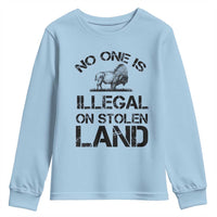 Native American Buffalo Graphic Youth Sweatshirt No One Is Illegal On Stolen Land