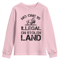 Native American Buffalo Graphic Youth Sweatshirt No One Is Illegal On Stolen Land