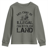 Native American Buffalo Graphic Youth Sweatshirt No One Is Illegal On Stolen Land