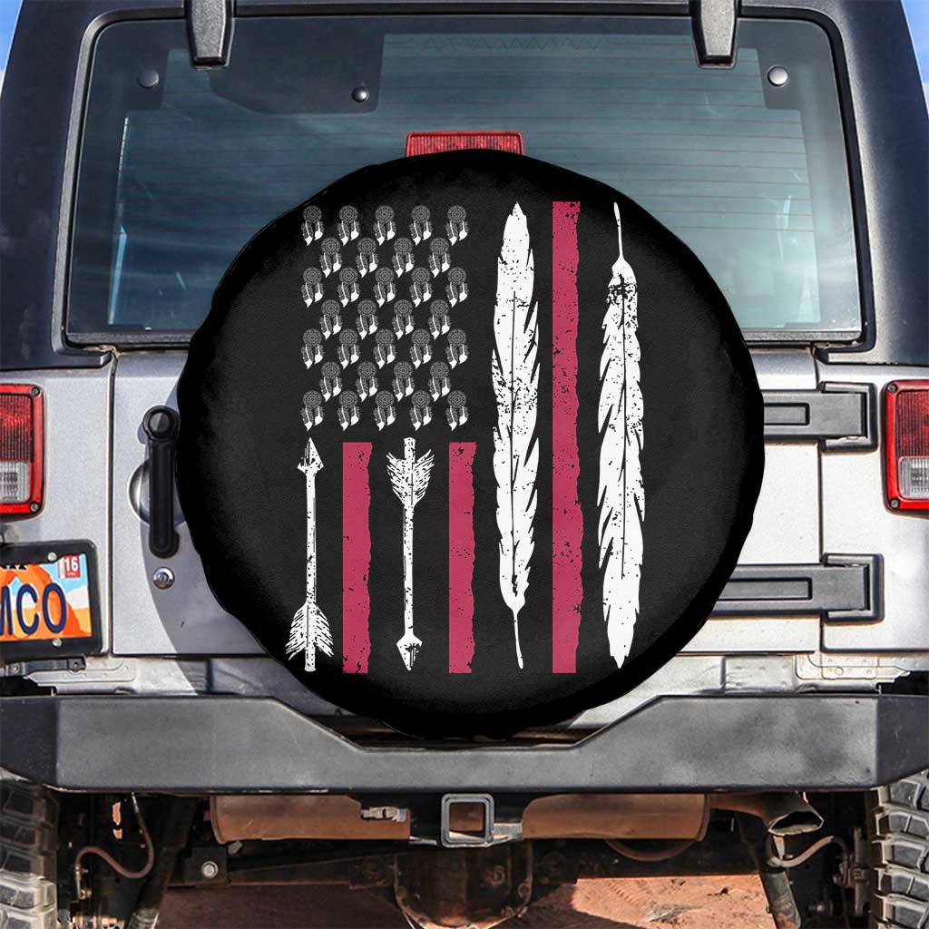 Vintage Native American Flag Spare Tire Cover Dreamcatcher And Feather Graphic