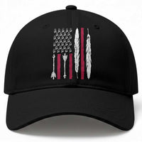 Vintage Native American Flag Baseball Cap Dreamcatcher And Feather Graphic