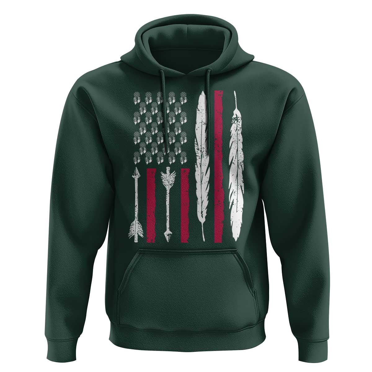Vintage Native American Flag Hoodie Dreamcatcher And Feather Graphic