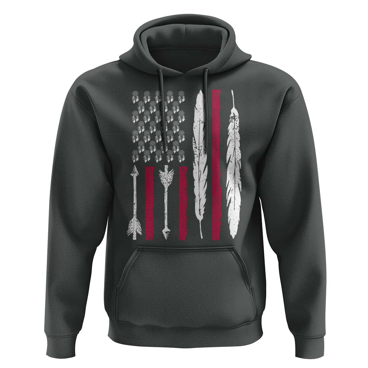 Vintage Native American Flag Hoodie Dreamcatcher And Feather Graphic