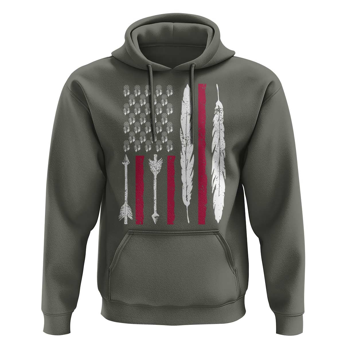 Vintage Native American Flag Hoodie Dreamcatcher And Feather Graphic