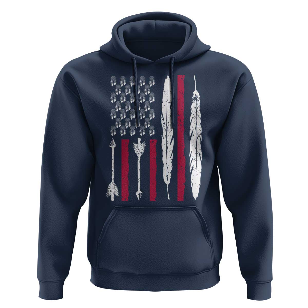 Vintage Native American Flag Hoodie Dreamcatcher And Feather Graphic