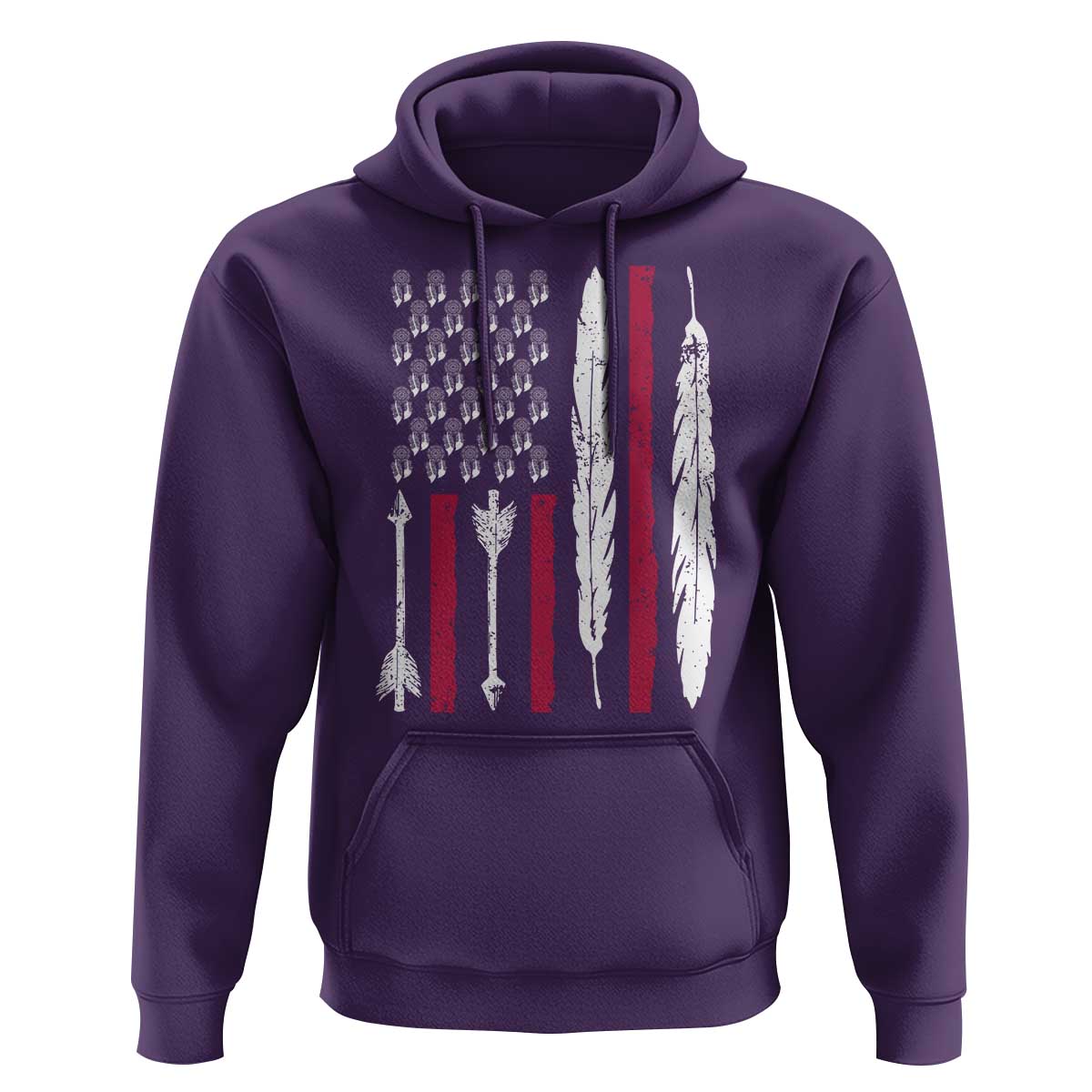 Vintage Native American Flag Hoodie Dreamcatcher And Feather Graphic