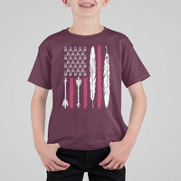 Vintage Native American Flag T Shirt For Kid Dreamcatcher And Feather Graphic