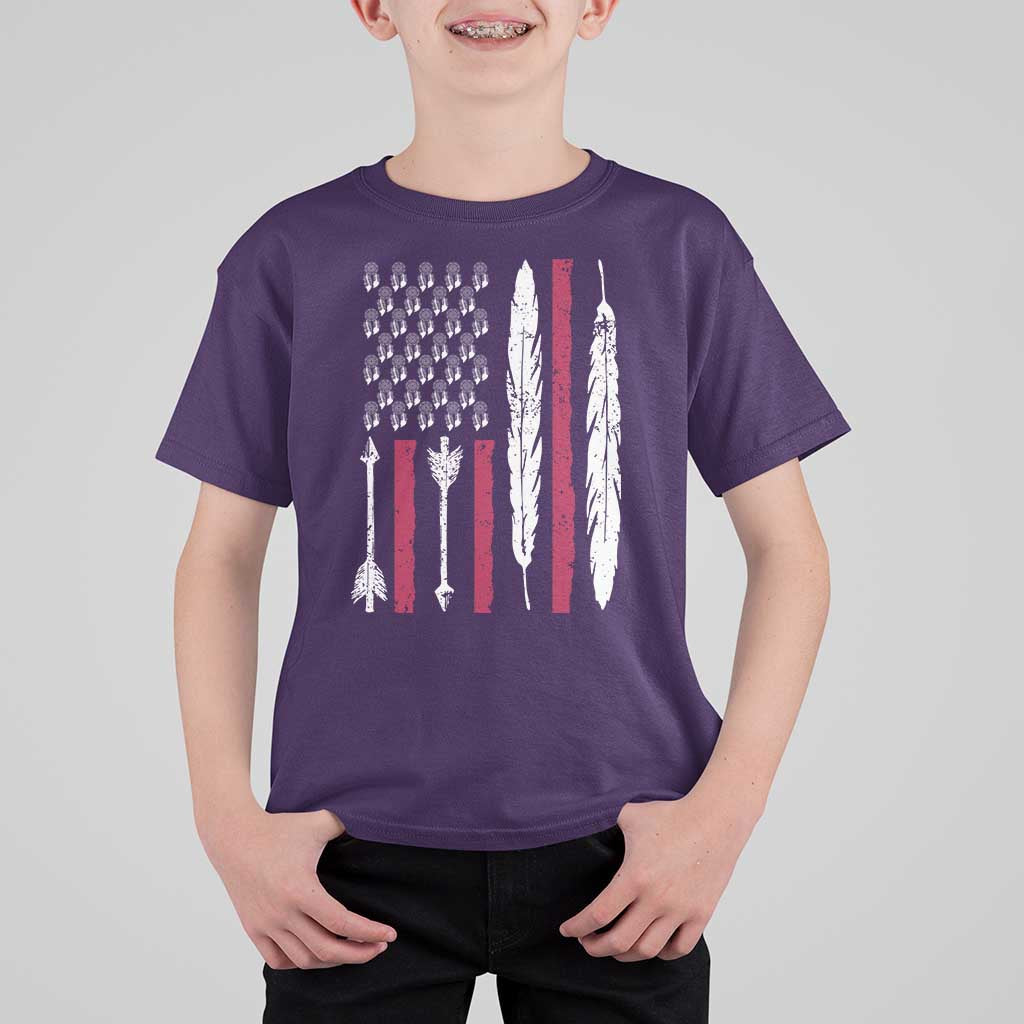 Vintage Native American Flag T Shirt For Kid Dreamcatcher And Feather Graphic
