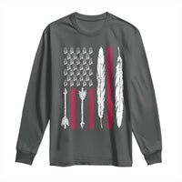 Vintage Native American Flag Long Sleeve Shirt Dreamcatcher And Feather Graphic