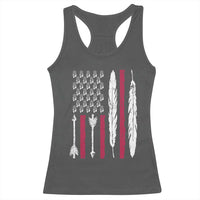 Vintage Native American Flag Racerback Tank Top Dreamcatcher And Feather Graphic