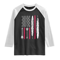 Vintage Native American Flag Raglan Shirt Dreamcatcher And Feather Graphic