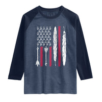 Vintage Native American Flag Raglan Shirt Dreamcatcher And Feather Graphic