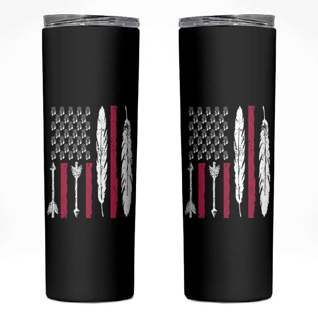 Vintage Native American Flag Skinny Tumbler Dreamcatcher And Feather Graphic