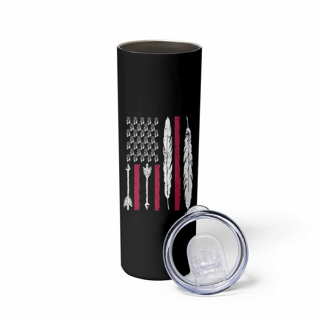 Vintage Native American Flag Skinny Tumbler Dreamcatcher And Feather Graphic