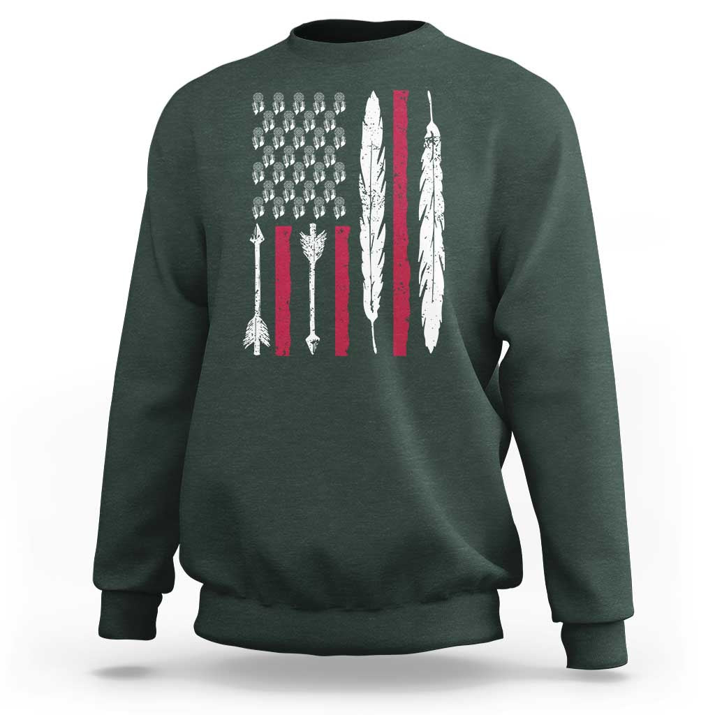 Vintage Native American Flag Sweatshirt Dreamcatcher And Feather Graphic