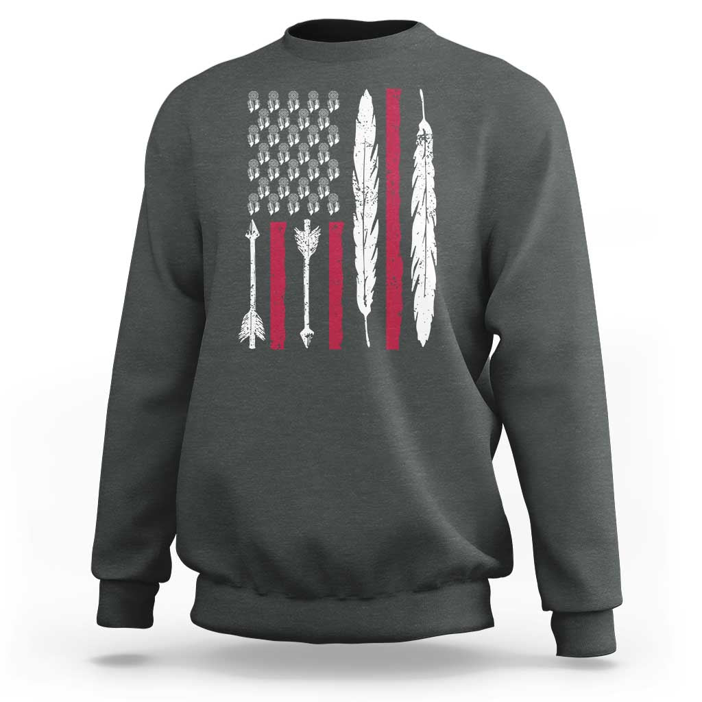 Vintage Native American Flag Sweatshirt Dreamcatcher And Feather Graphic