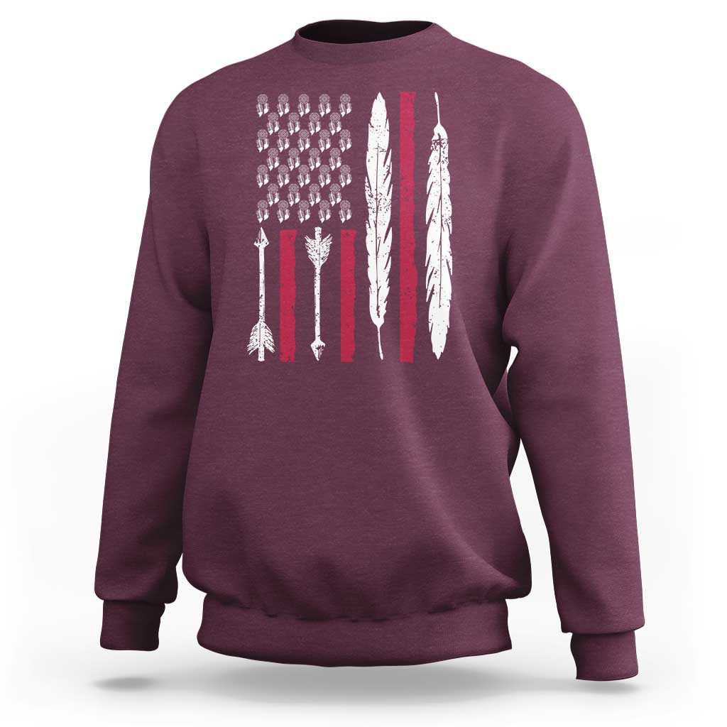 Vintage Native American Flag Sweatshirt Dreamcatcher And Feather Graphic