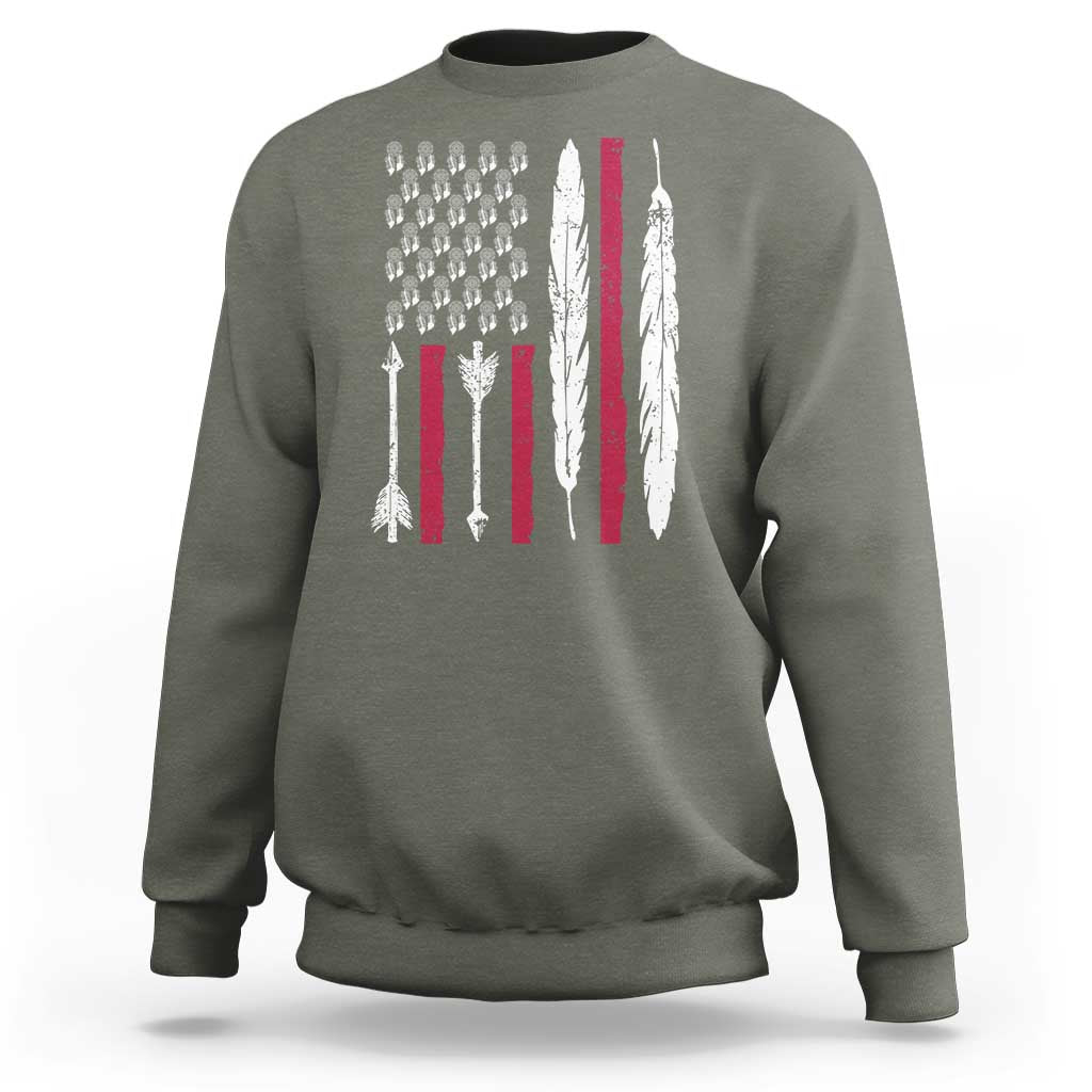 Vintage Native American Flag Sweatshirt Dreamcatcher And Feather Graphic