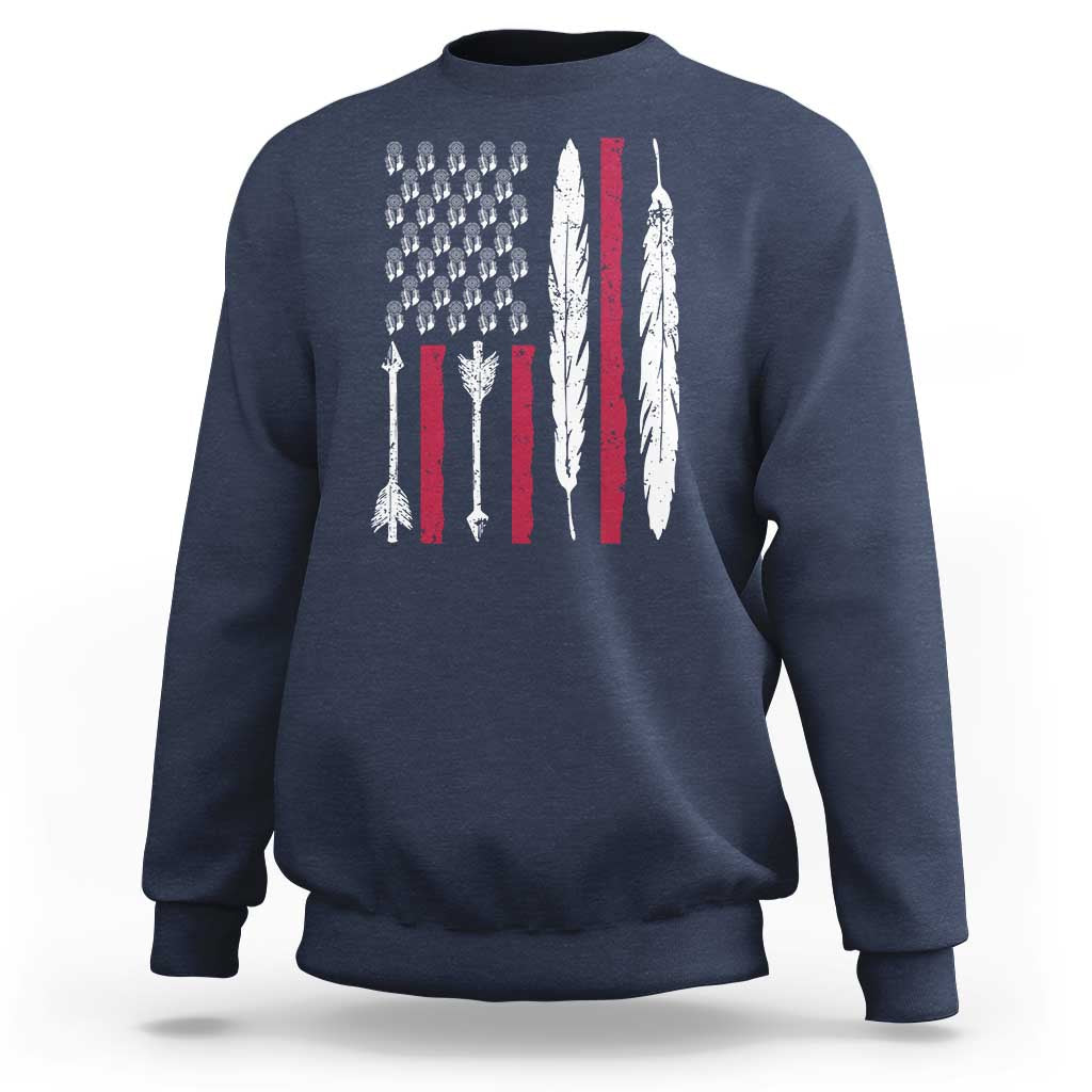 Vintage Native American Flag Sweatshirt Dreamcatcher And Feather Graphic