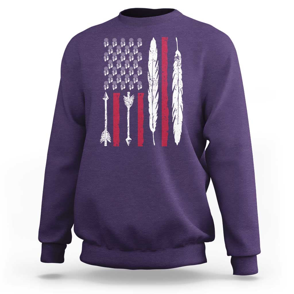 Vintage Native American Flag Sweatshirt Dreamcatcher And Feather Graphic