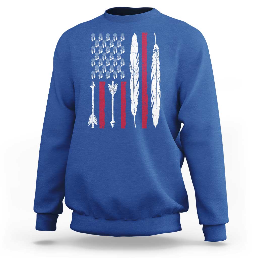 Vintage Native American Flag Sweatshirt Dreamcatcher And Feather Graphic