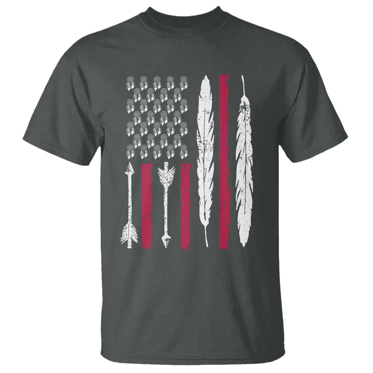 Vintage Native American Flag T Shirt Dreamcatcher And Feather Graphic