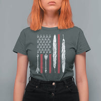 Vintage Native American Flag T Shirt For Women Dreamcatcher And Feather Graphic