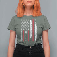 Vintage Native American Flag T Shirt For Women Dreamcatcher And Feather Graphic