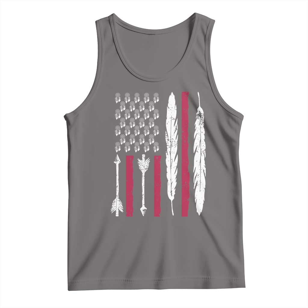 Vintage Native American Flag Tank Top Dreamcatcher And Feather Graphic