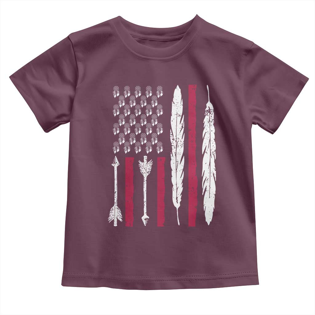 Vintage Native American Flag Toddler T Shirt Dreamcatcher And Feather Graphic