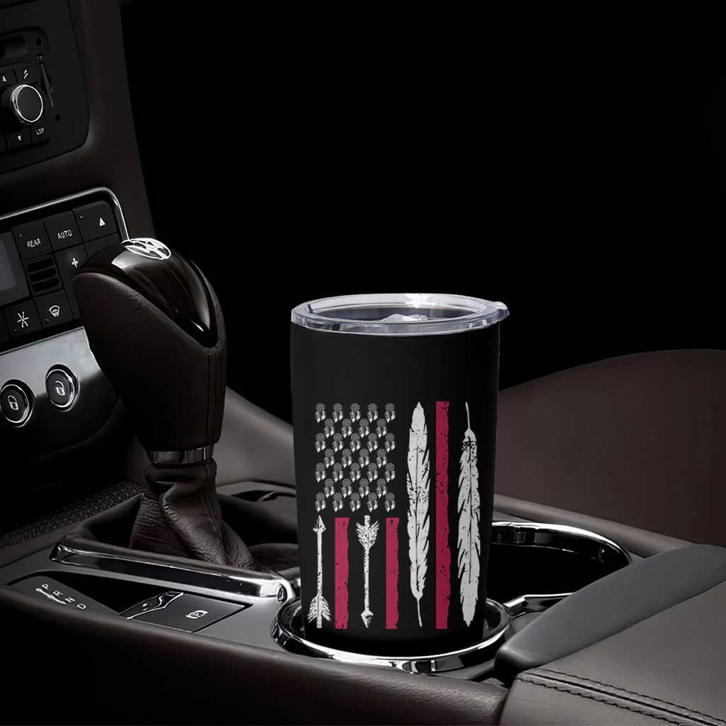 Vintage Native American Flag Tumbler Cup Dreamcatcher And Feather Graphic