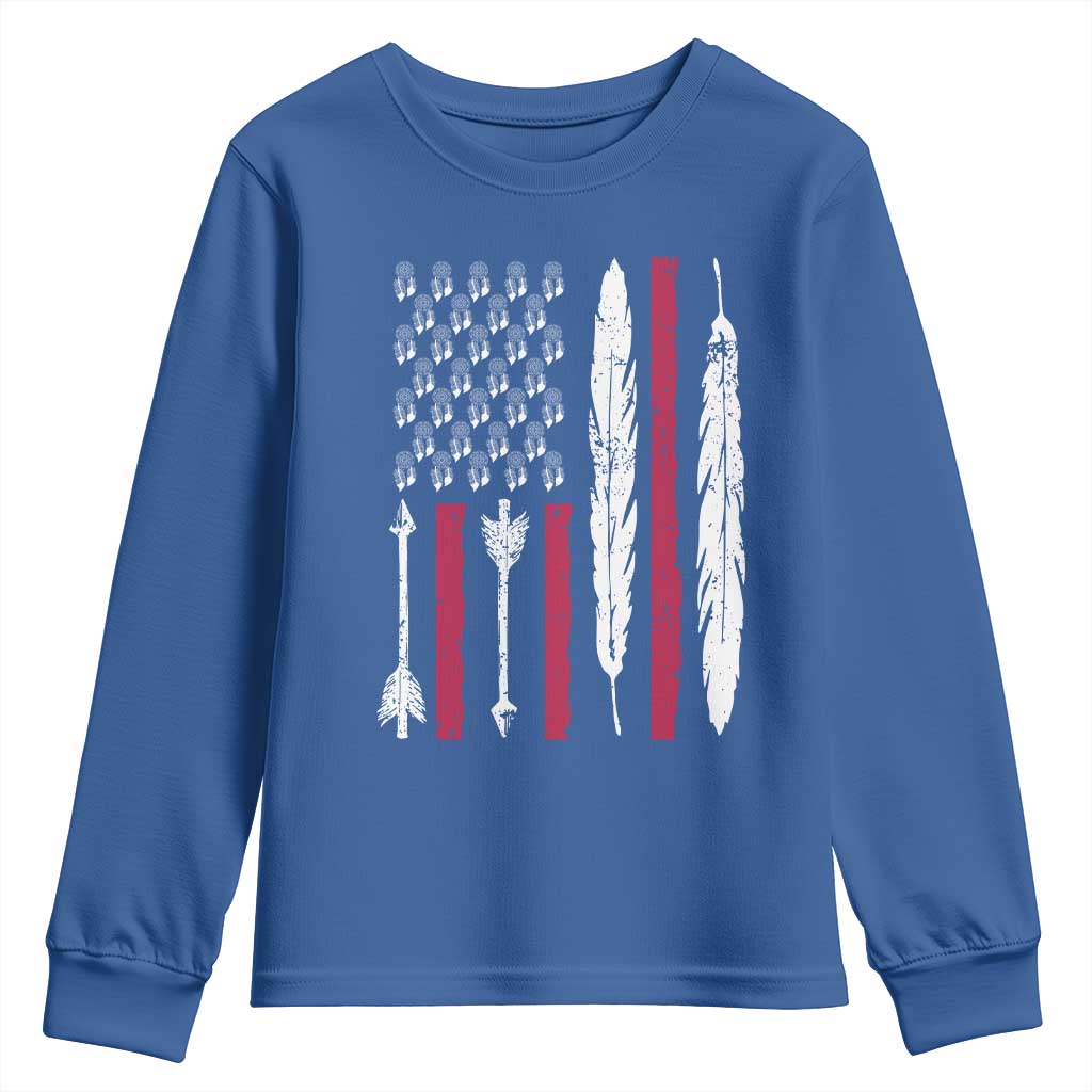 Vintage Native American Flag Youth Sweatshirt Dreamcatcher And Feather Graphic