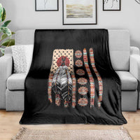 Proud Native American Flag Throw Blanket Tribal Sunflower Indigenous Peoples Day Gift