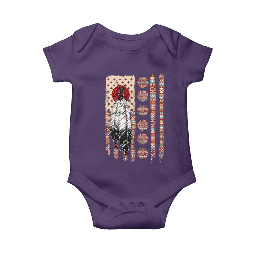Proud Native American Flag Baby Onesie Tribal Sunflower Indigenous Peoples Day Gift