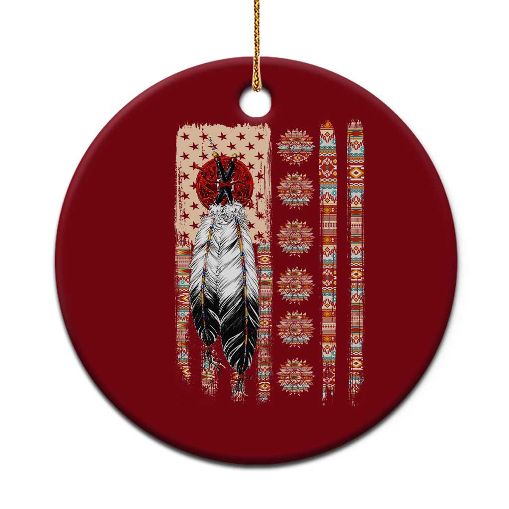 Proud Native American Flag Ceramic Ornament Tribal Sunflower Indigenous Peoples Day Gift