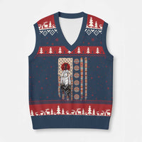 Proud Native American Flag V-Neck Knit Sweater Vest Tribal Sunflower Indigenous Peoples Day Gift