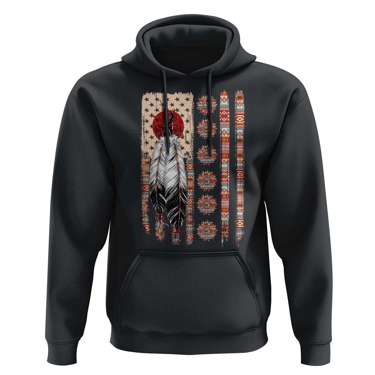 Proud Native American Flag Hoodie Tribal Sunflower Indigenous Peoples Day Gift