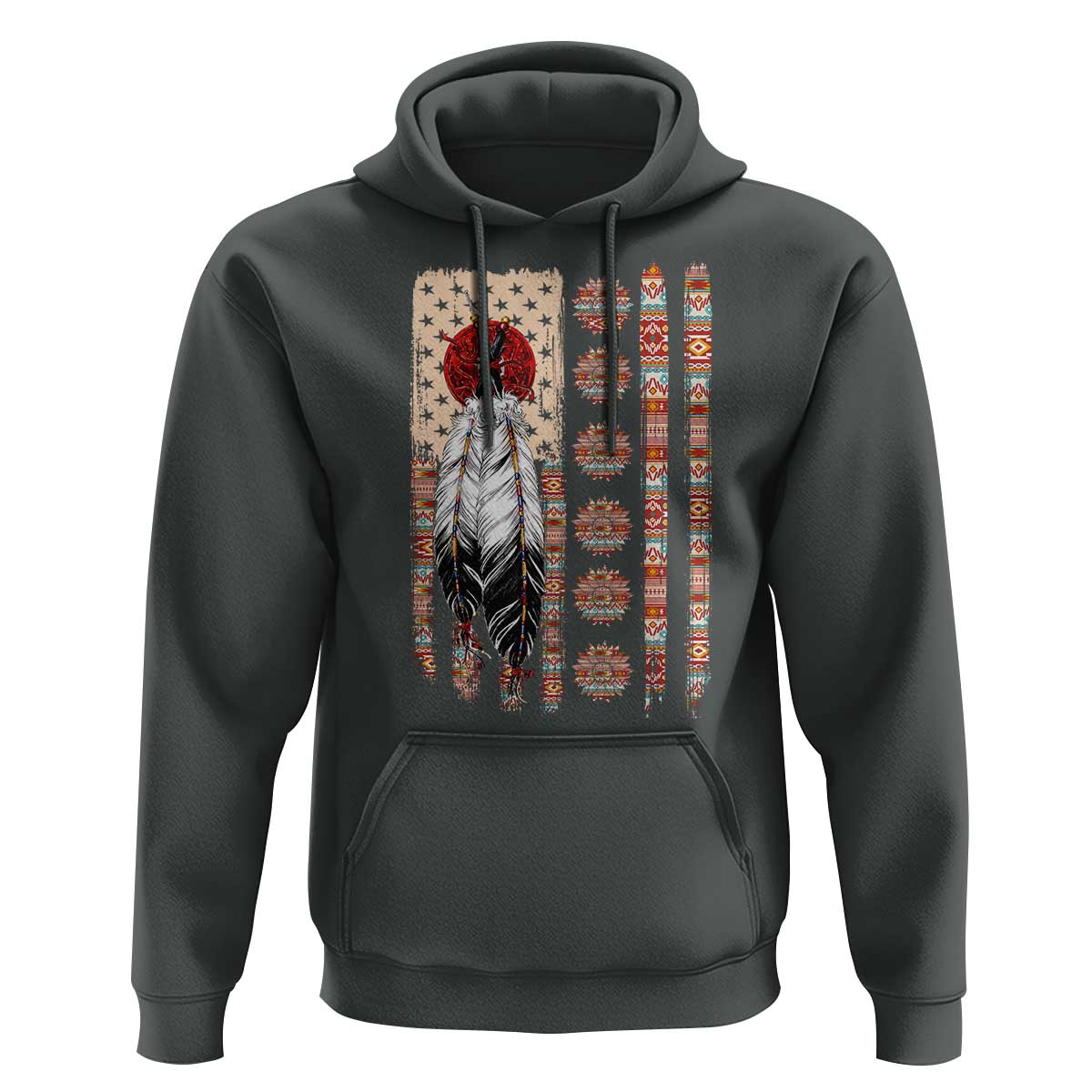 Proud Native American Flag Hoodie Tribal Sunflower Indigenous Peoples Day Gift