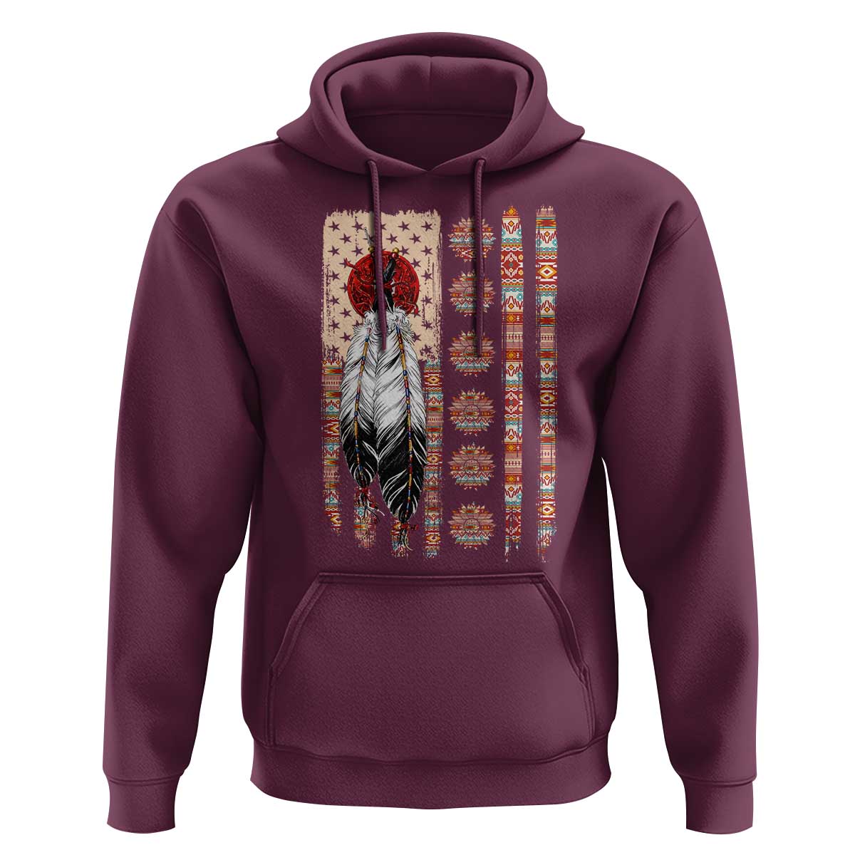 Proud Native American Flag Hoodie Tribal Sunflower Indigenous Peoples Day Gift