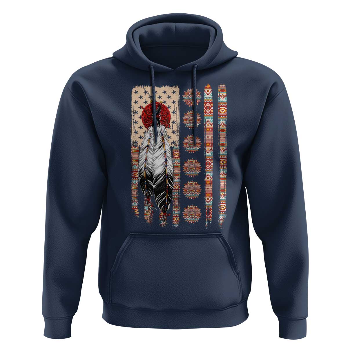 Proud Native American Flag Hoodie Tribal Sunflower Indigenous Peoples Day Gift