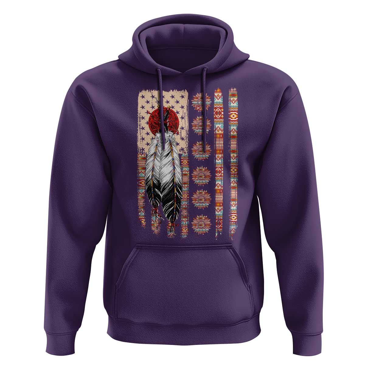 Proud Native American Flag Hoodie Tribal Sunflower Indigenous Peoples Day Gift