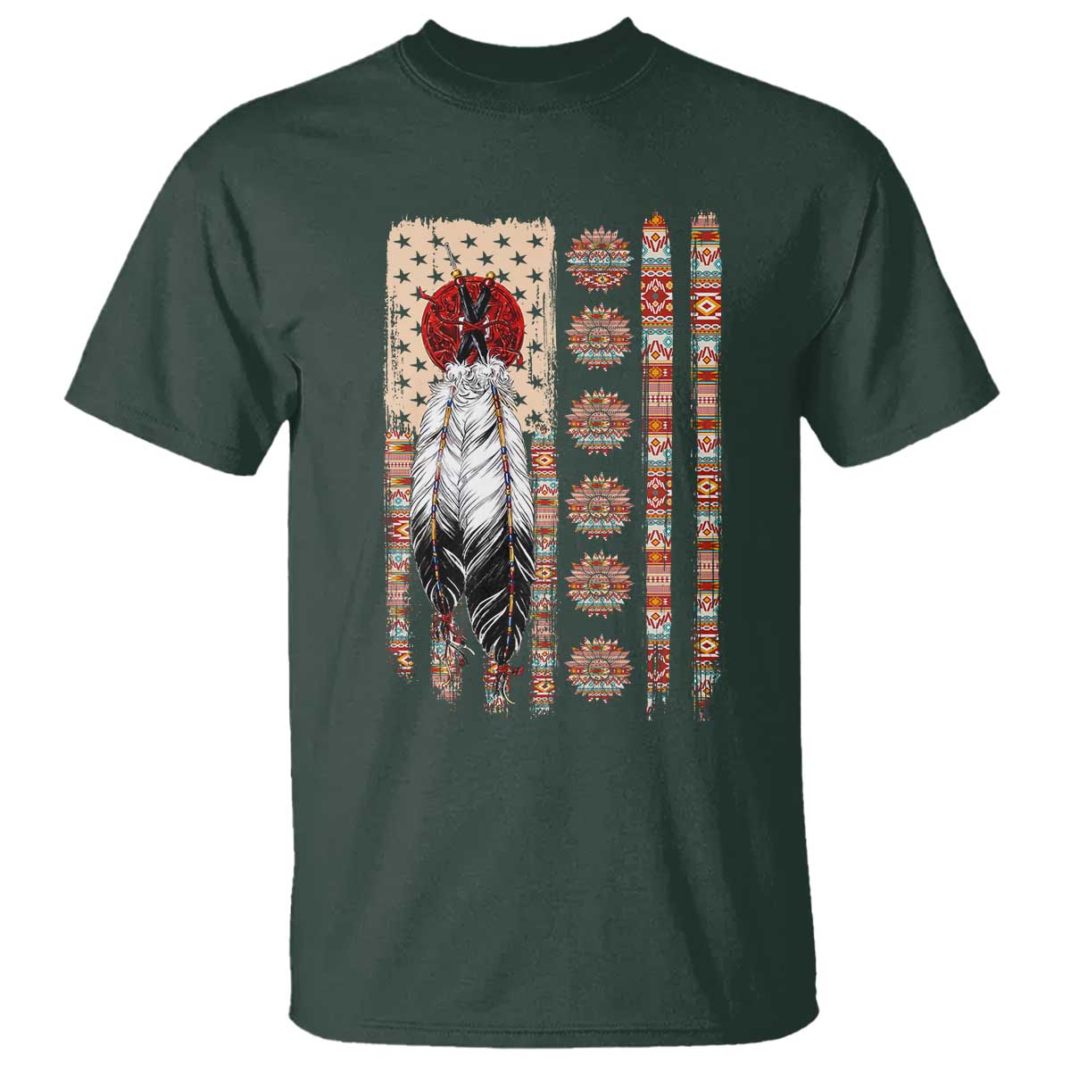 Proud Native American Flag T Shirt Tribal Sunflower Indigenous Peoples Day Gift