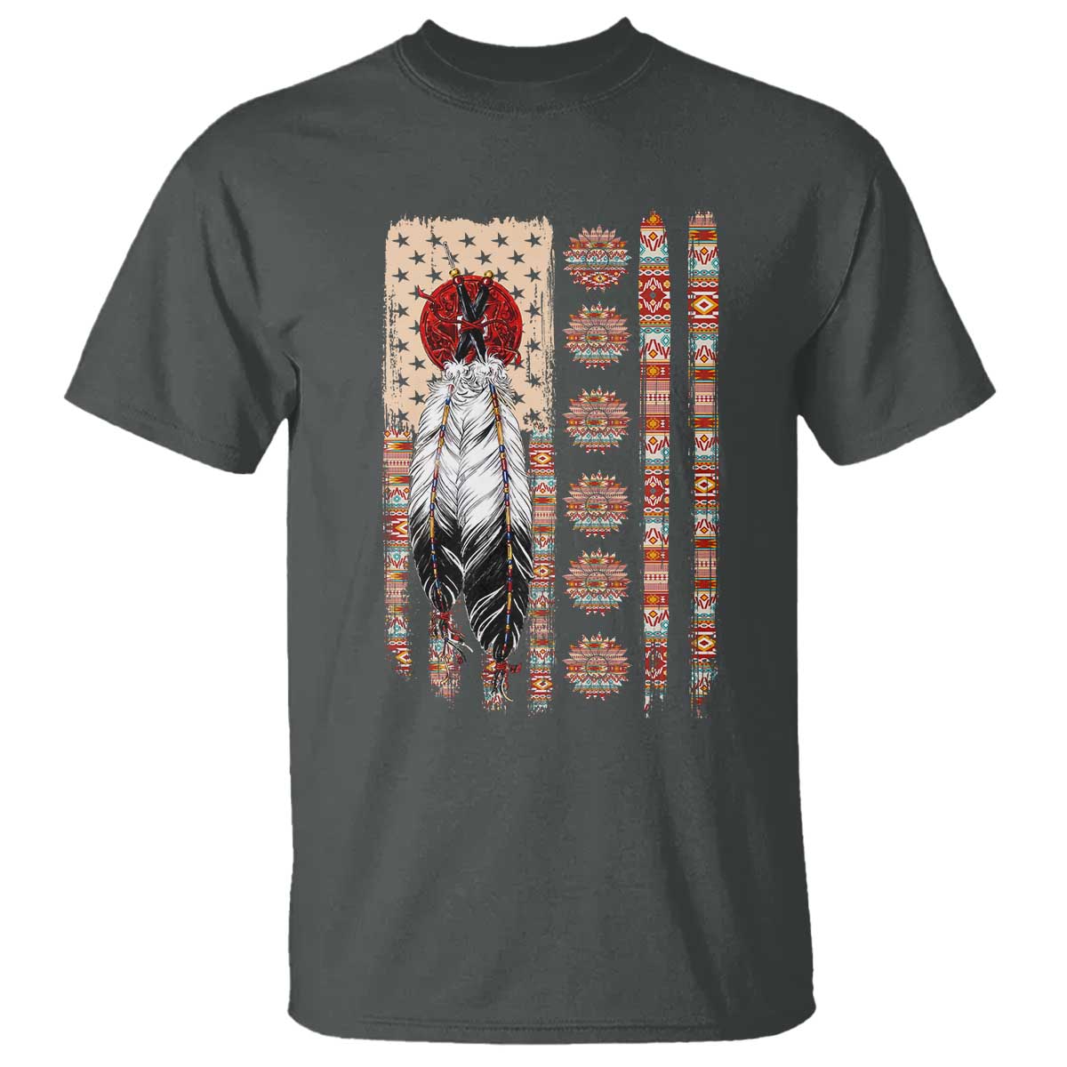 Proud Native American Flag T Shirt Tribal Sunflower Indigenous Peoples Day Gift